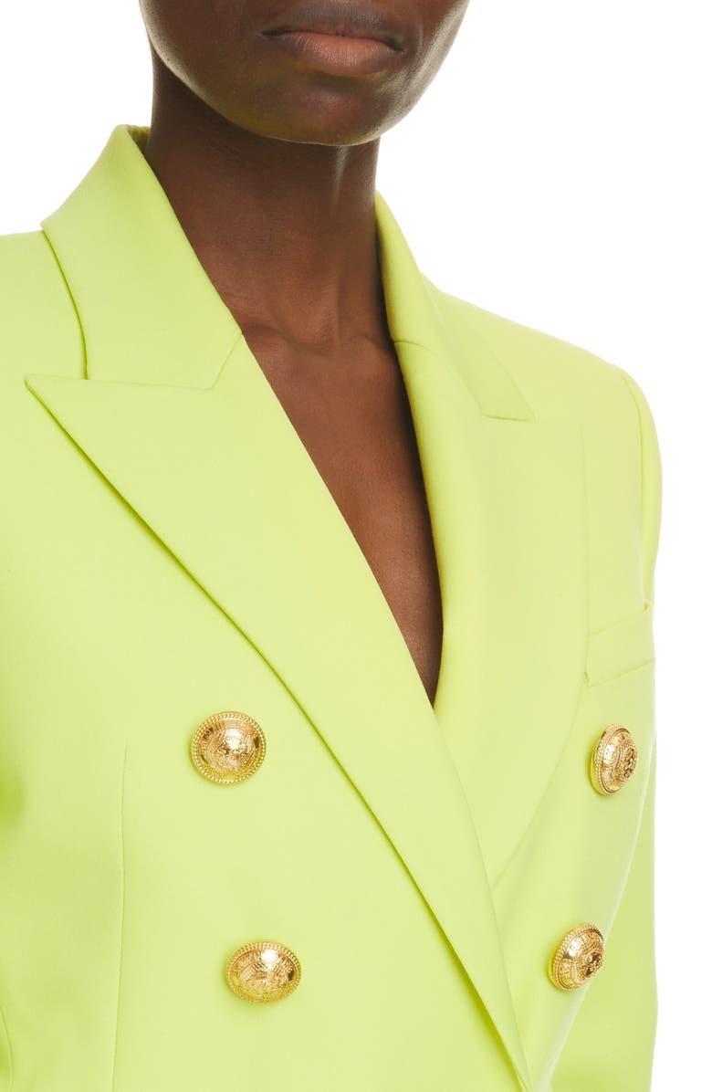 Balmain Double Breasted Grain de Poudre Wool Jacket, Alternate, color, 