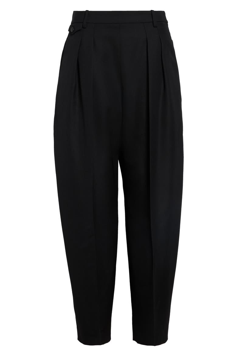 Dugan Pleated Virgin Wool Tapered Leg Pants, Main, color, BLACK