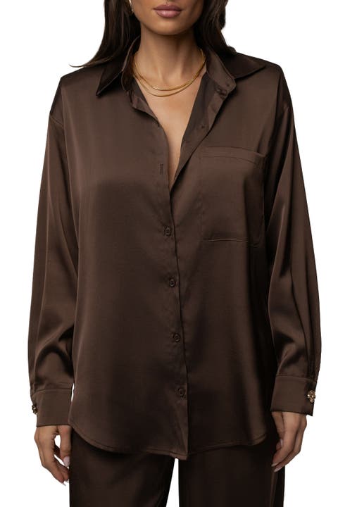 Island Ease Collared Satin Top
