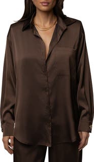 JLUXLABEL Island Ease Collared Satin Top