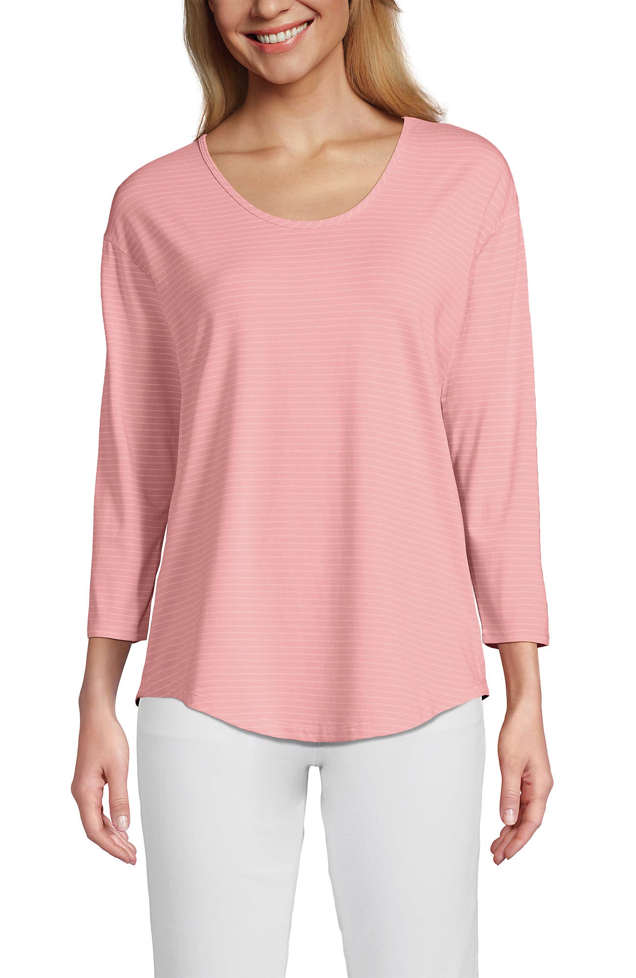 Sunset Coral Pink Thin Stripe