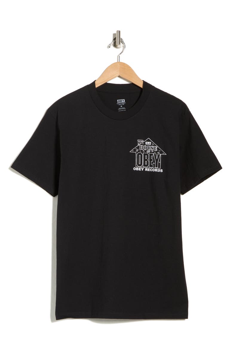 Obey House Of Obey Records Graphic T-Shirt, Alternate, color, Black