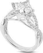 LuvMyJewelry Lilya 14K White Gold Princess Cut Lab Grown Diamond Engagement Ring - 3.5 Ct
