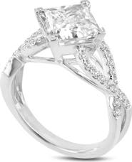 LuvMyJewelry Lilya 14K White Gold Princess Cut Lab Grown Diamond Engagement Ring - 3.5 Ct