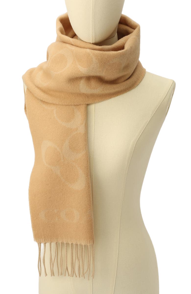 COACH Bias Signature C Wool & Cashmere Muffler Scarf, Alternate, color, 