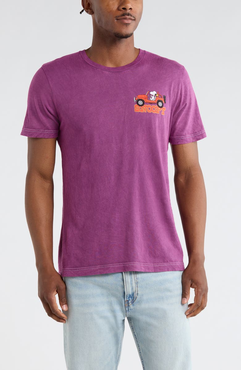 The Forecast Agency Peanuts<sup>®</sup> Snoopy Off Road Cotton Graphic T-Shirt, Main, color, Burgundy