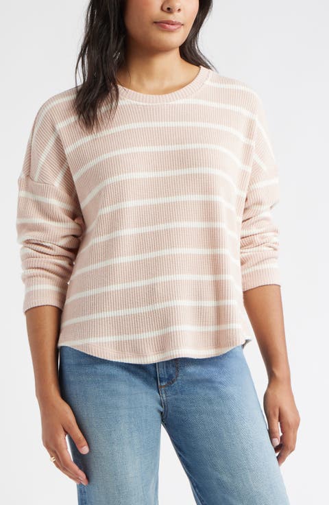 Long Sleeve Waffle Knit T-Shirt