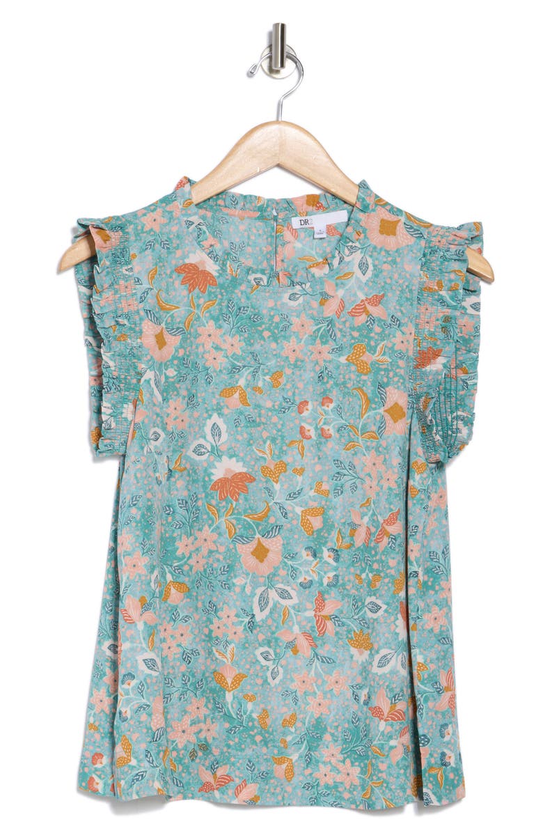 DR2 by Daniel Rainn Smocked Sleeveless Top, Alternate, color, Turquoise