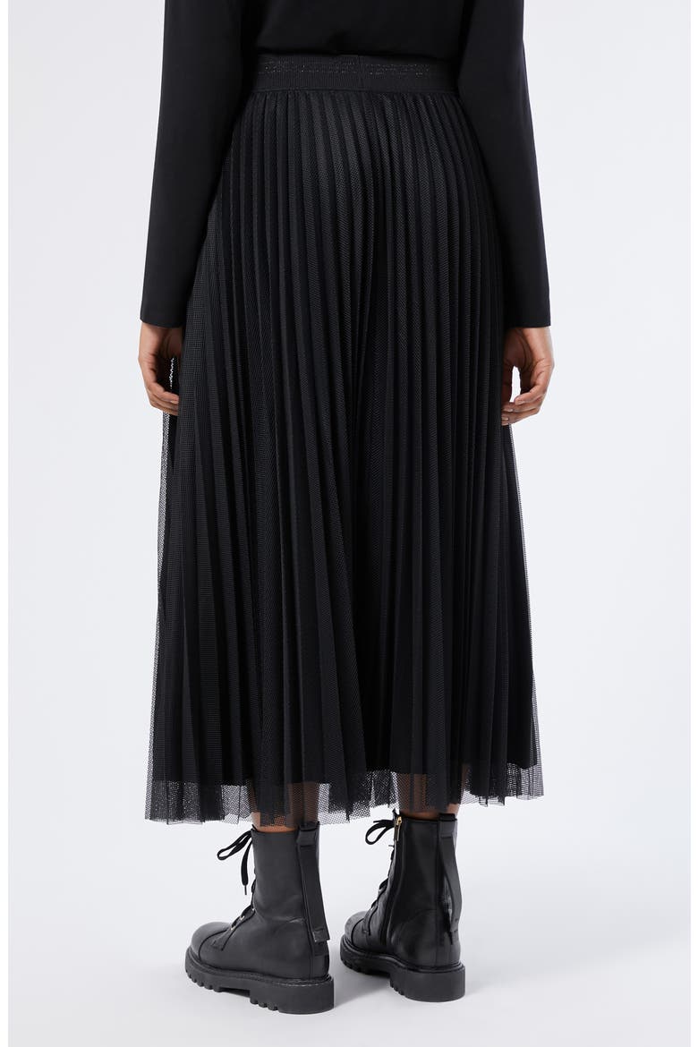 Uscio Pleated Mesh Midi Skirt, Alternate, color, BLACK