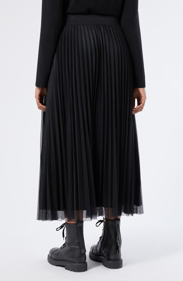 Marina Rinaldi Uscio Pleated Mesh Midi Skirt, Alternate, color, Black