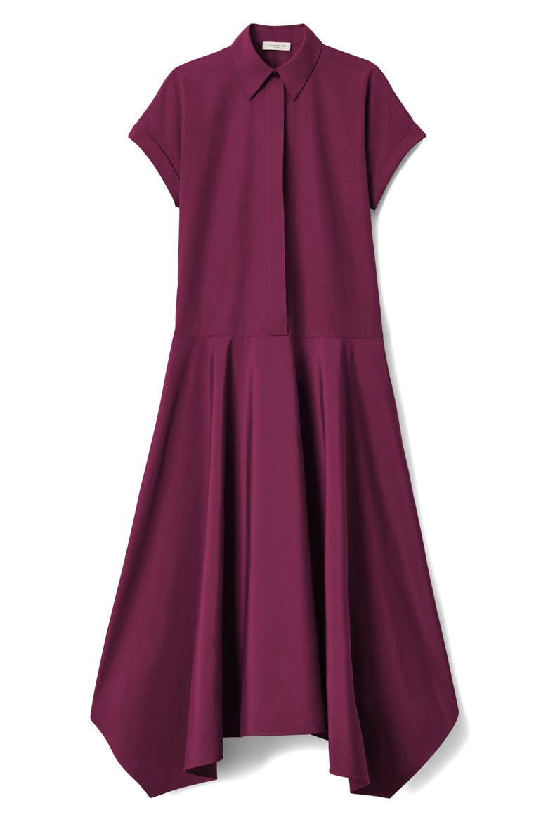 Drop Waist Organic Cotton Poplin Midi Shirtdress, Alternate, color, VIOLET ASH