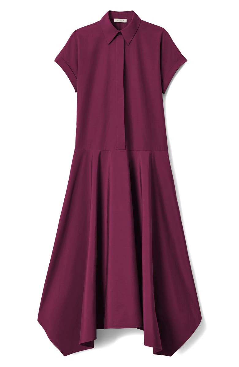 Lafayette 148 New York Drop Waist Organic Cotton Poplin Midi Shirtdress, Alternate, color, Violet Ash