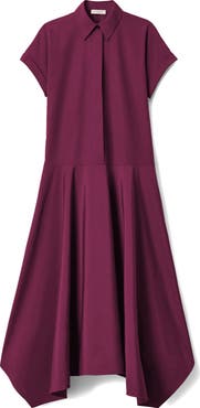 Lafayette 148 New York Drop Waist Organic Cotton Poplin Midi Shirtdress