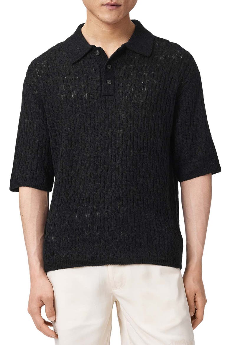 Cyclone Textured Short Sleeve Polo, Main, color, BLACK