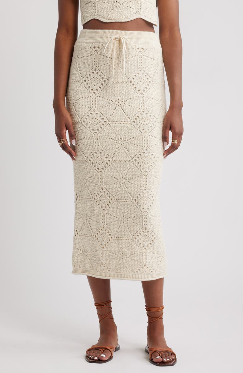 Treasure & Bond Crochet Midi Skirt, Main, color, Ivory Dove