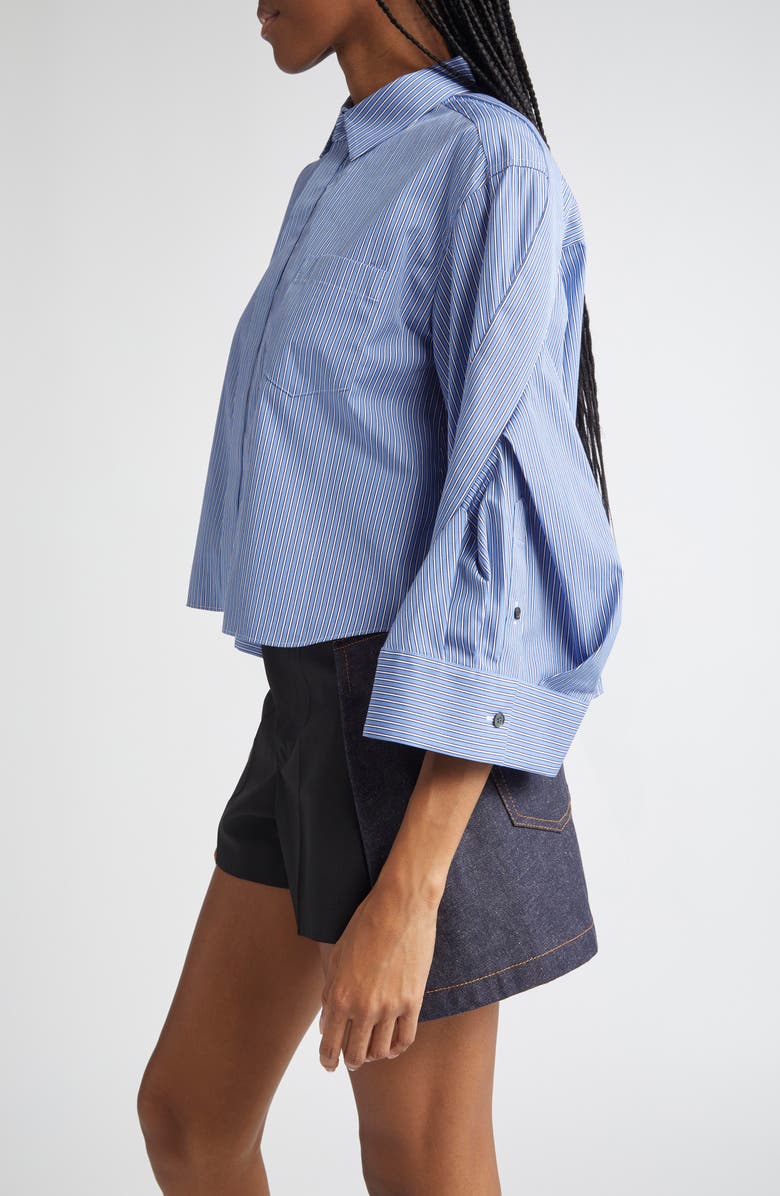 Sacai Stripe Poplin Button-Up Shirt, Alternate, color, 