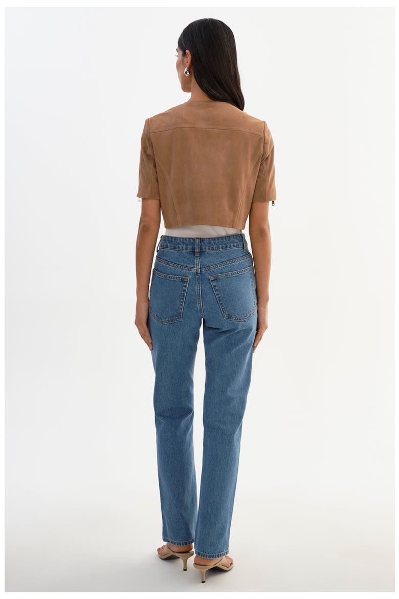 Kirsi S | Suede Cropped Jacket, Alternate, color, Latte
