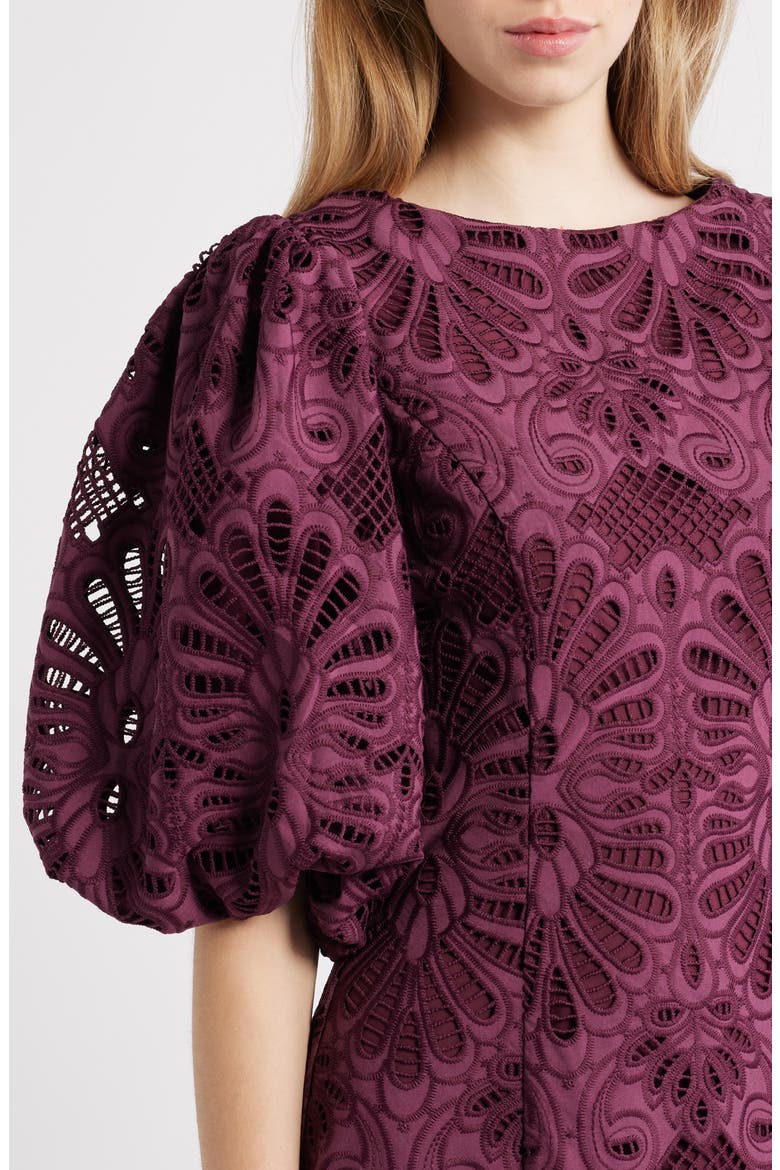 Kesia Embroidered Paisley Minidress, Alternate, color, PURPLE
