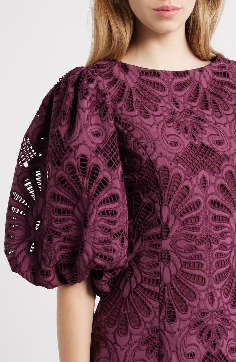 CIEBON Kesia Embroidered Paisley Minidress, Alternate, color, Purple