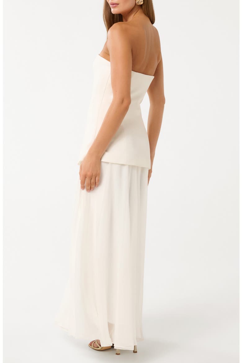 Mixed Media Strapless Dress, Alternate, color, CREAM