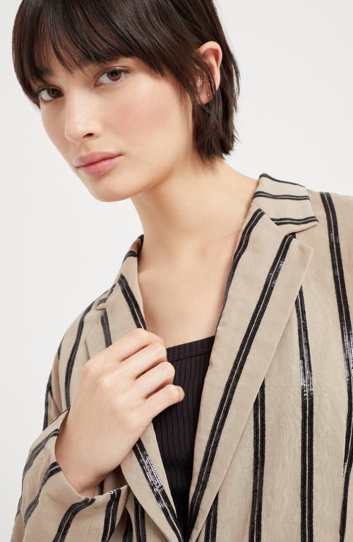 Brunello Cucinelli Dazzling Embroidery Blazer In Coffee