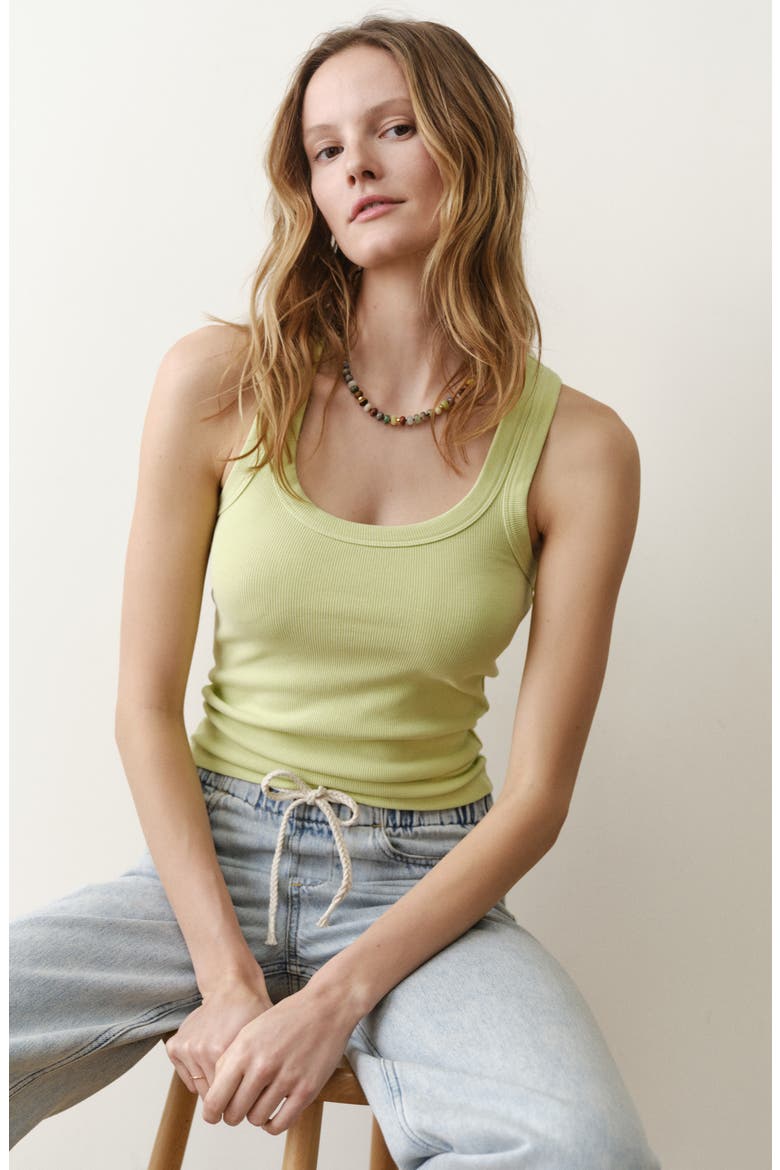 Lexi Scoop Neck Rib Tank, Alternate, color, FADED LIME