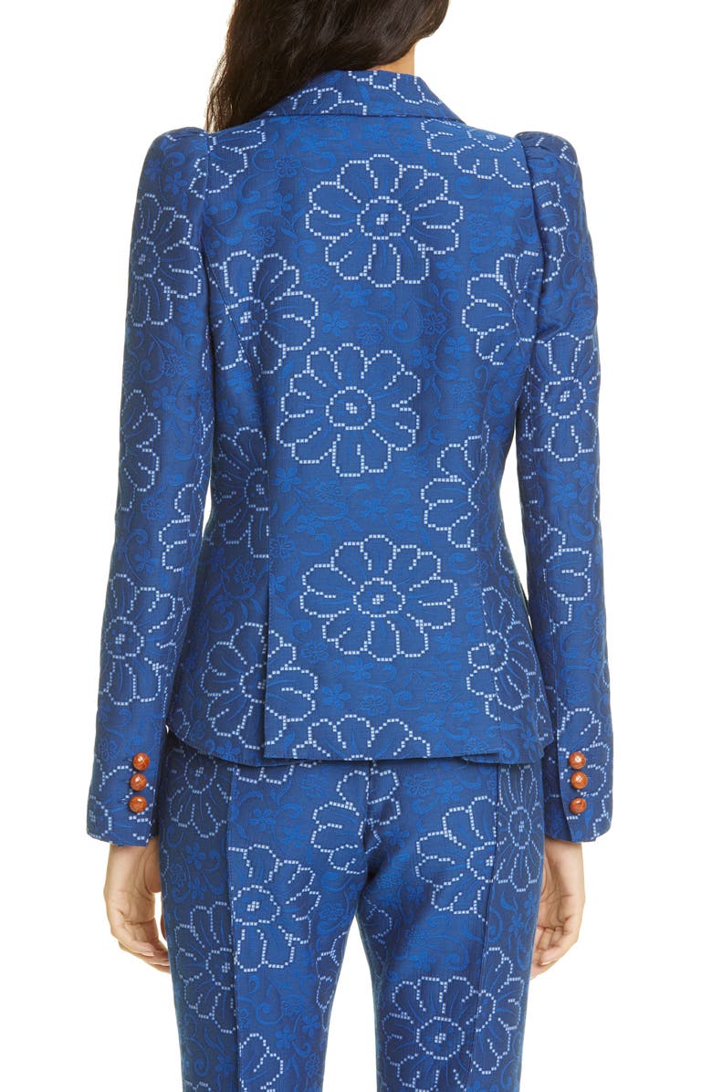 Smythe Abstract Floral Puff Sleeve Blazer, Alternate, color,