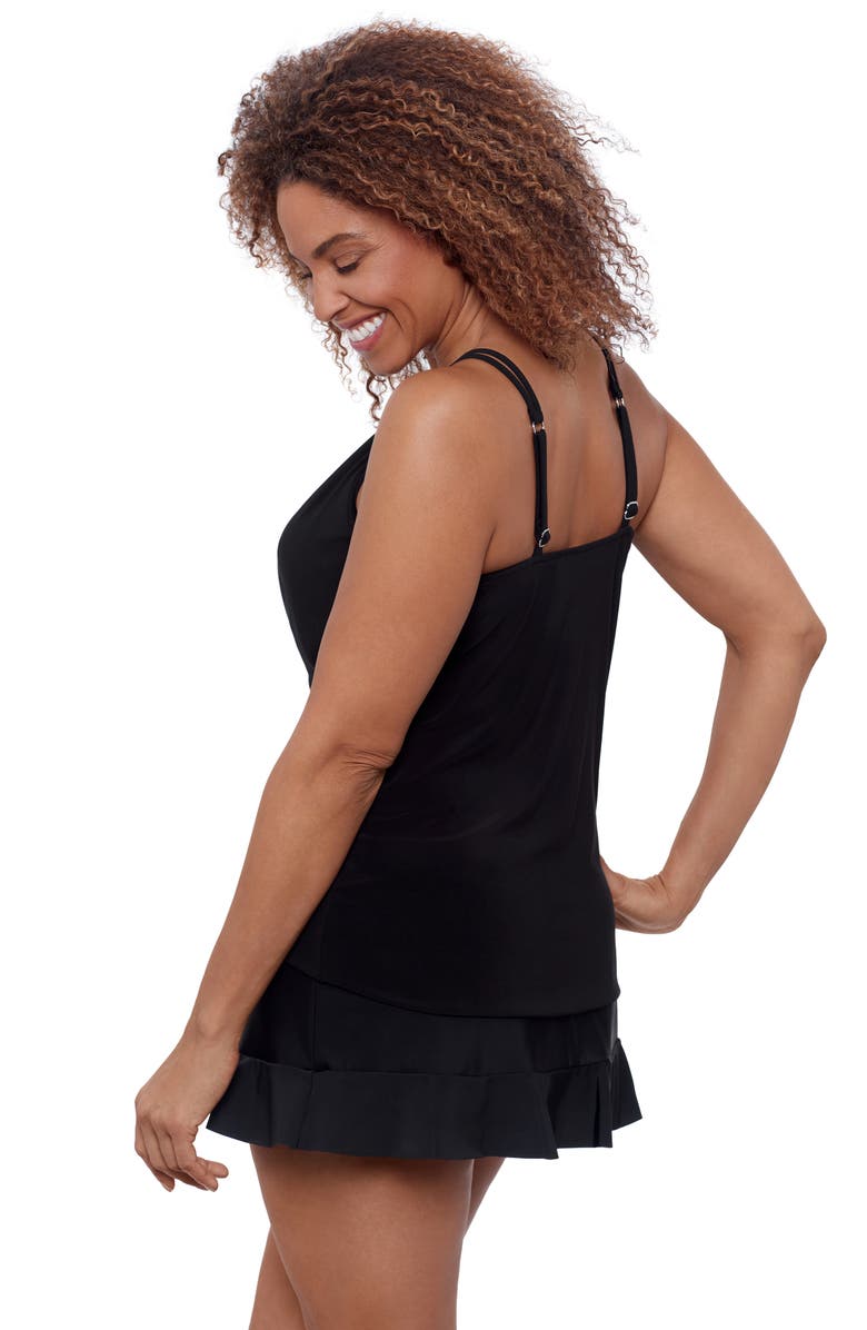 Aqua Green High Neck Keyhole Full Coverage Adjustable Tankini Swimsuit Top, Alternate, color, Black