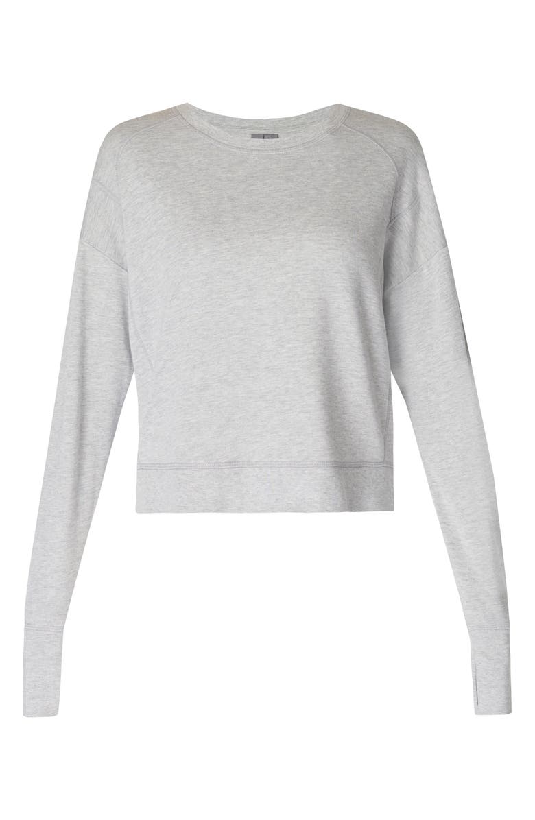 Sweaty Betty After Class Organic Cotton Blend Longline Sweatshirt, Alternate, color, Light Grey