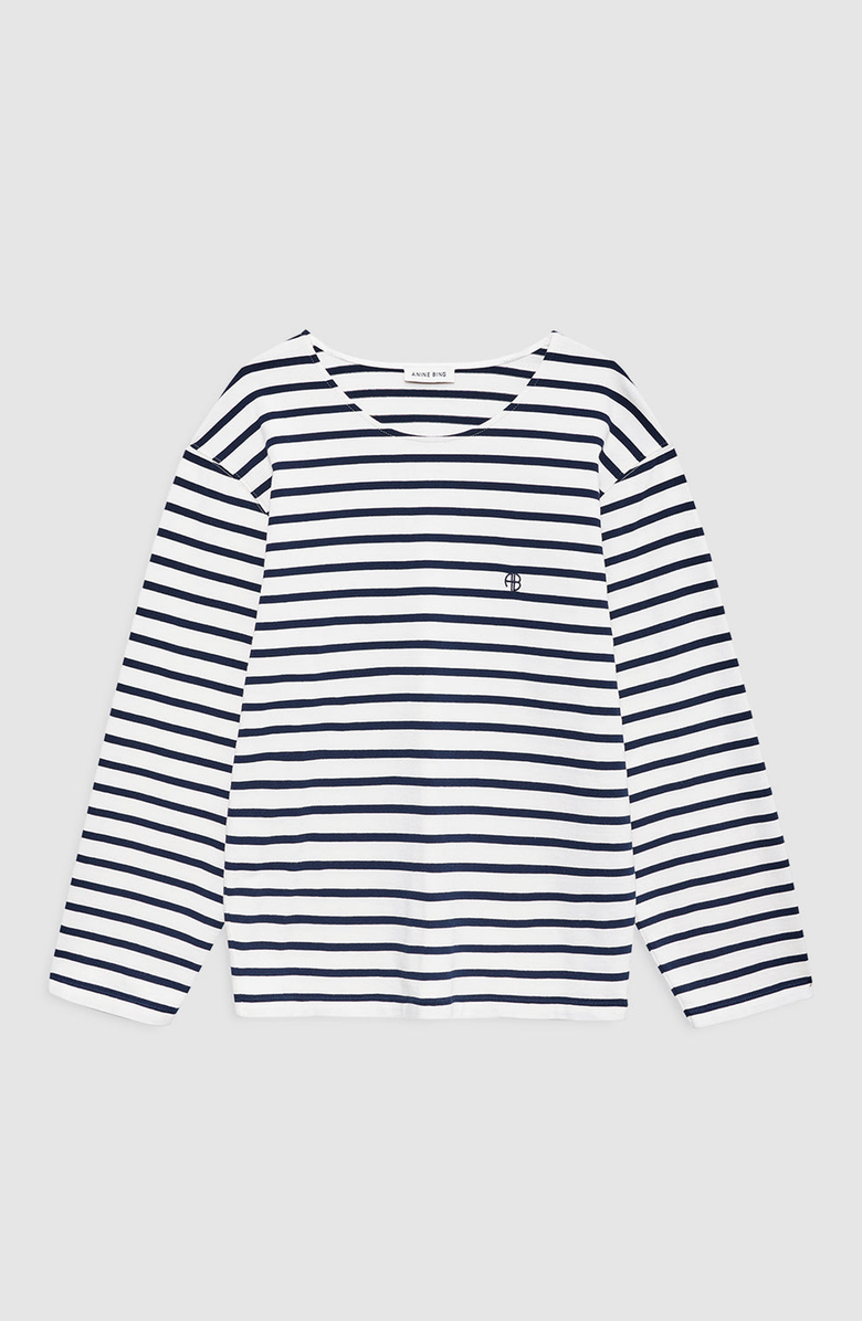 ANINE BING Newton Tee, Alternate, color, Navy Stripe