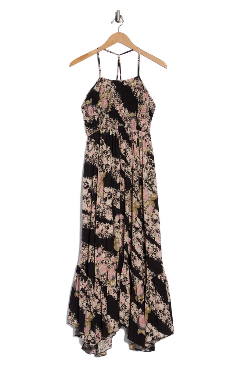 Free People Heat Wave Floral Print High/Low Dress, Alternate, color, Granite Combo