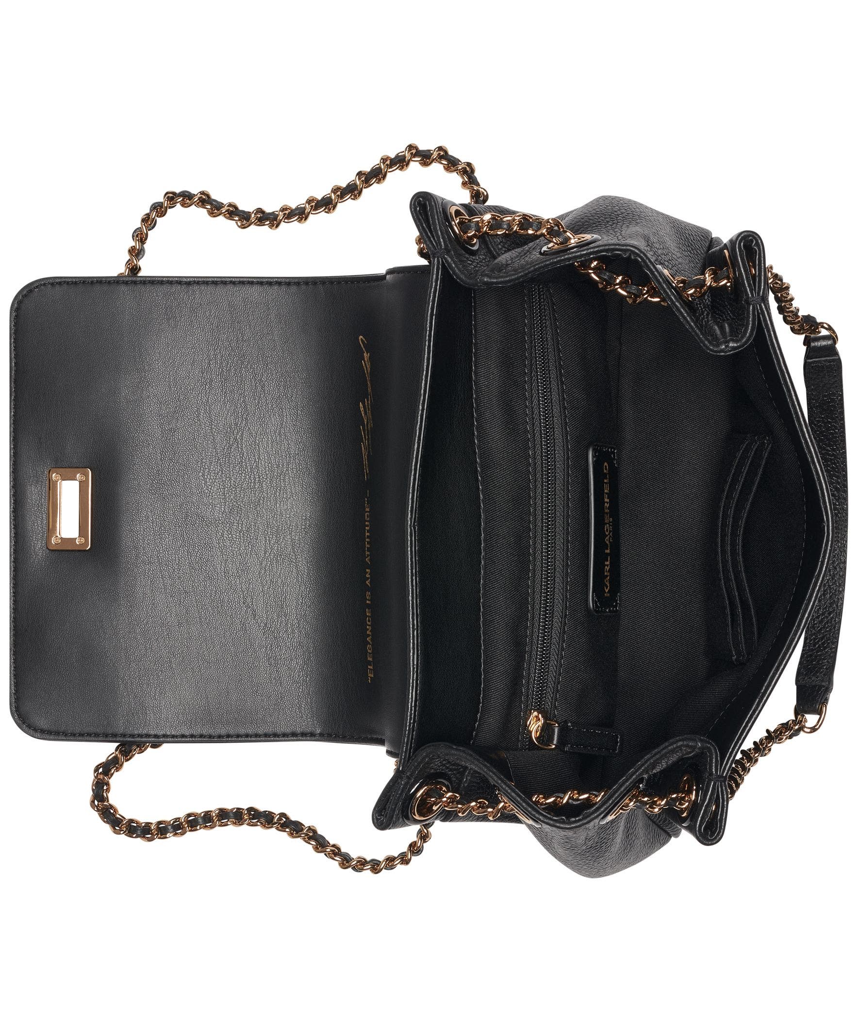 KARL LAGERFELD PARIS Bridgette Shoulder, Alternate, color, Black/Gold