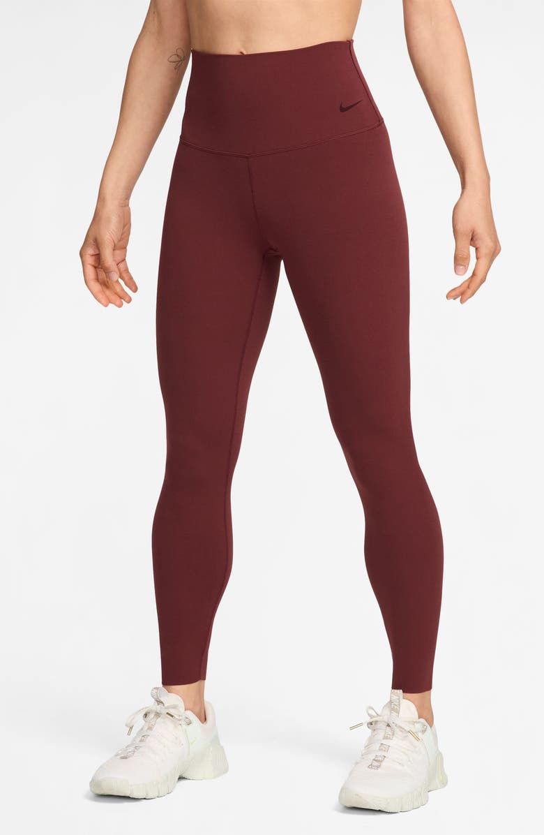 Nike Zenvy Gentle-Support High-Waisted 7/8 Leggings, Main, color, Dark Team Red/ Black