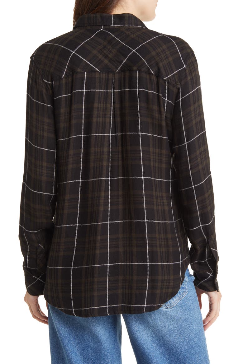 Hunter Plaid Button-Up Shirt, Alternate, color, OLIVE CARBON WHITE