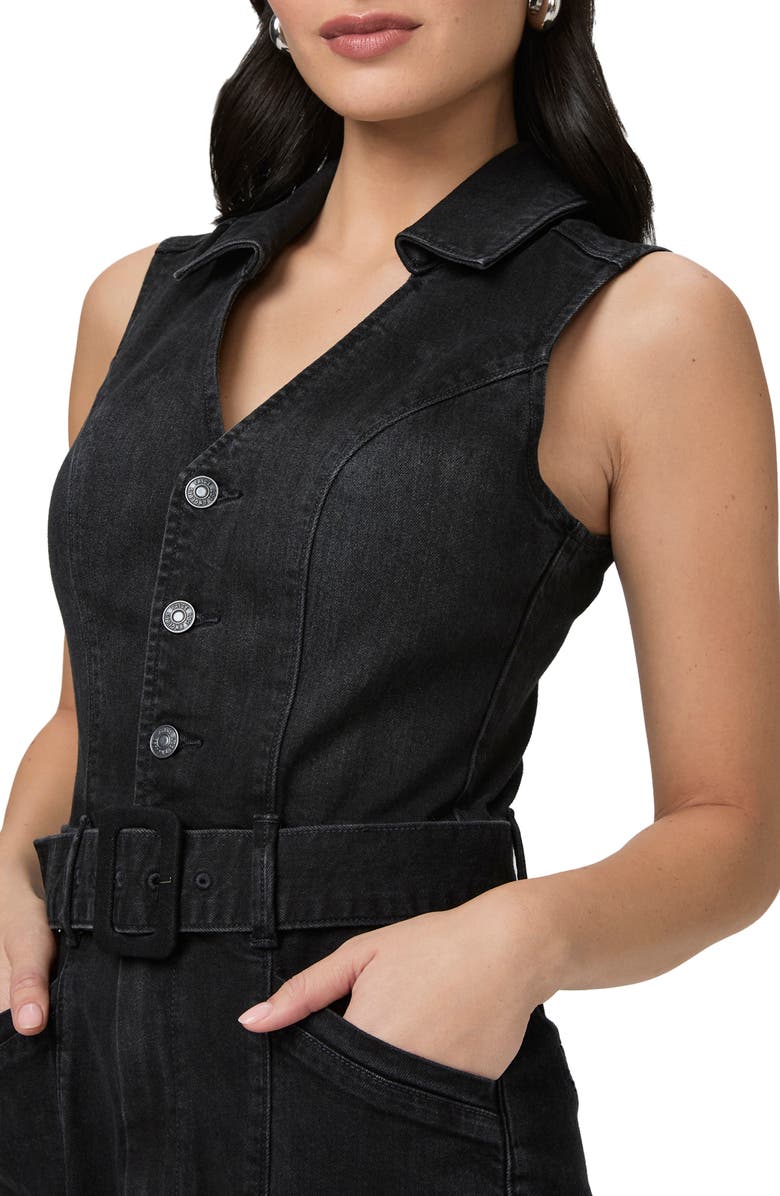 PAIGE Sasha Belted Denim Jumpsuit, Alternate, color, Dark Moonlight