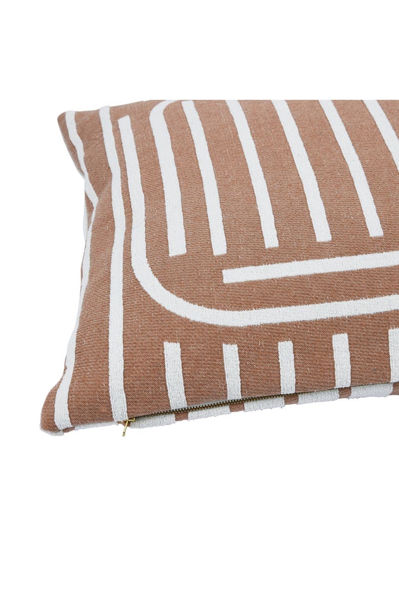 Woven Cotton Reversible Pillow with Lines, Alternate, color, Tan