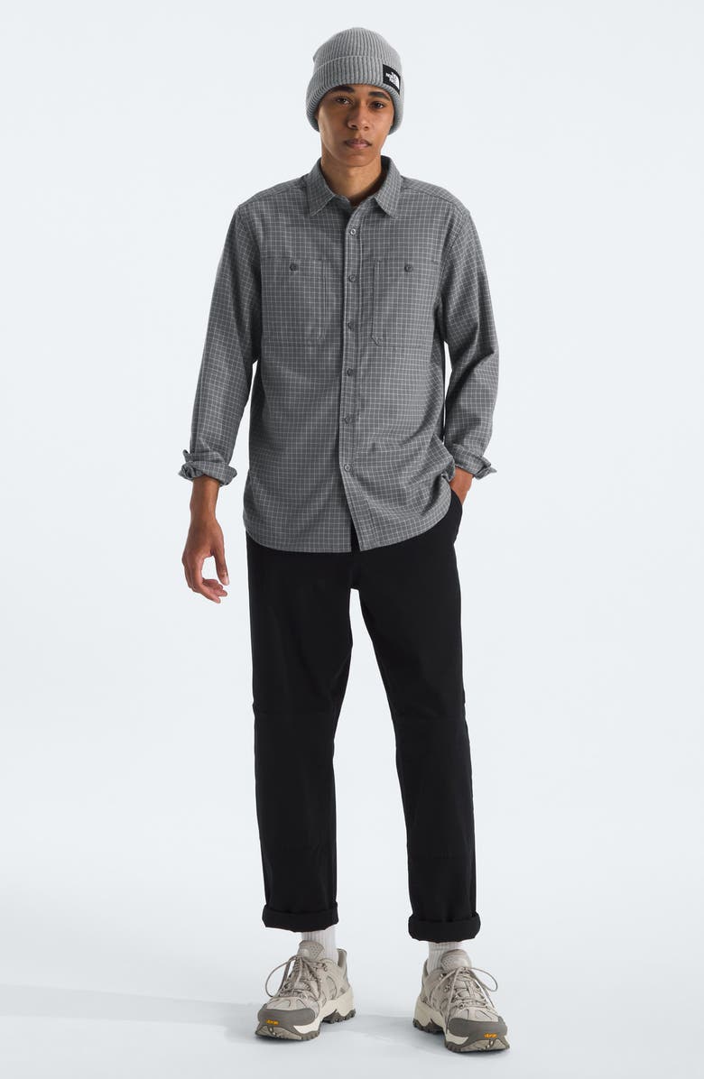 The North Face Arroyo Plaid Cotton Flannel Button-Up Shirt, Alternate, color, Smoked Pearl Grid Plaid