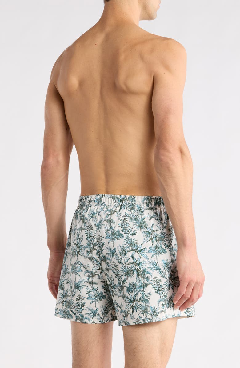 Nordstrom Modern Woven Stretch Cotton Boxers, Alternate, color, White- Green Tropical Toile