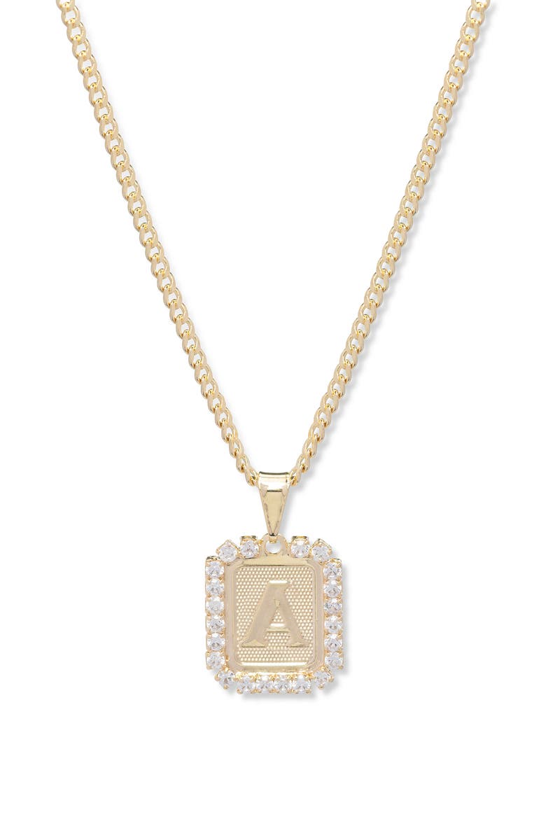 Royal Initial Card Necklace, Main, color, GOLD- A