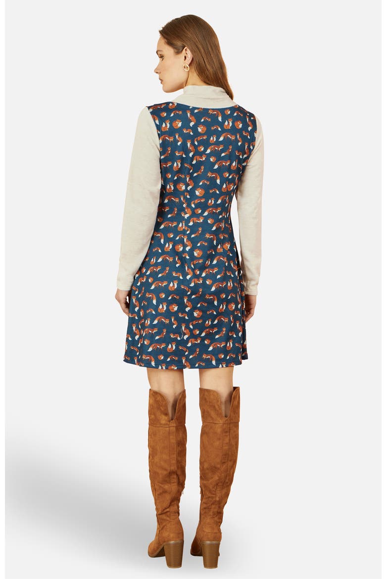 Fox Long Sleeve Layered Tunic Dress, Alternate, color, Blue