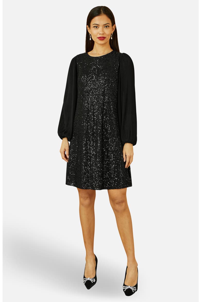 Velvet Sequin Tunic Dress, Main, color, Black