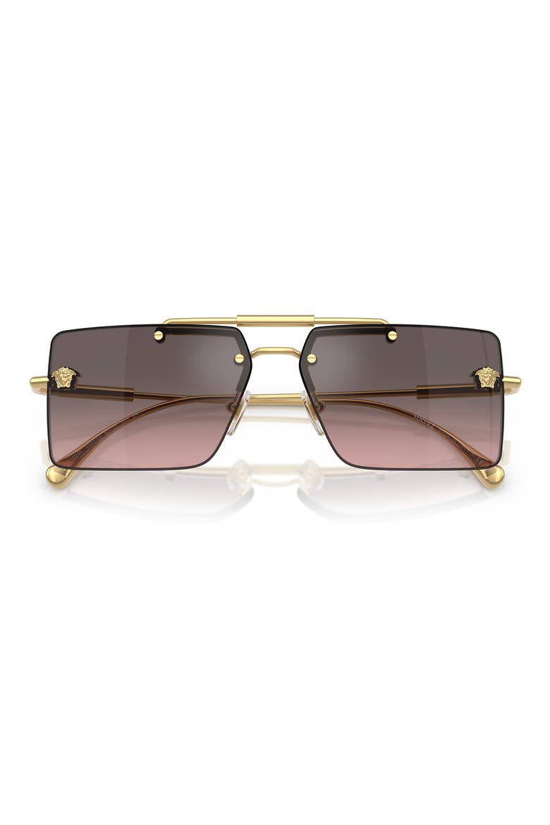60mm Gradient Rectangular Sunglasses, Alternate, color, GOLD