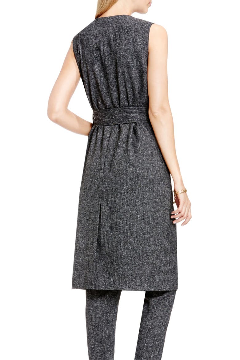 Belted Tweed Long Vest, Alternate, color, MEDIUM HEATHER GREY