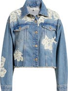 LoveShackFancy Amana Lace Patch Denim Jacket