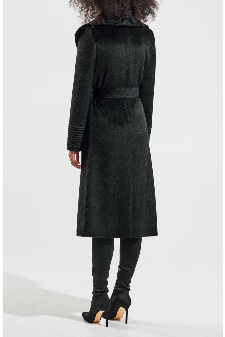 Shawl Collar Alpaca & Wool Longline Wrap Coat, Alternate, color, BLACK