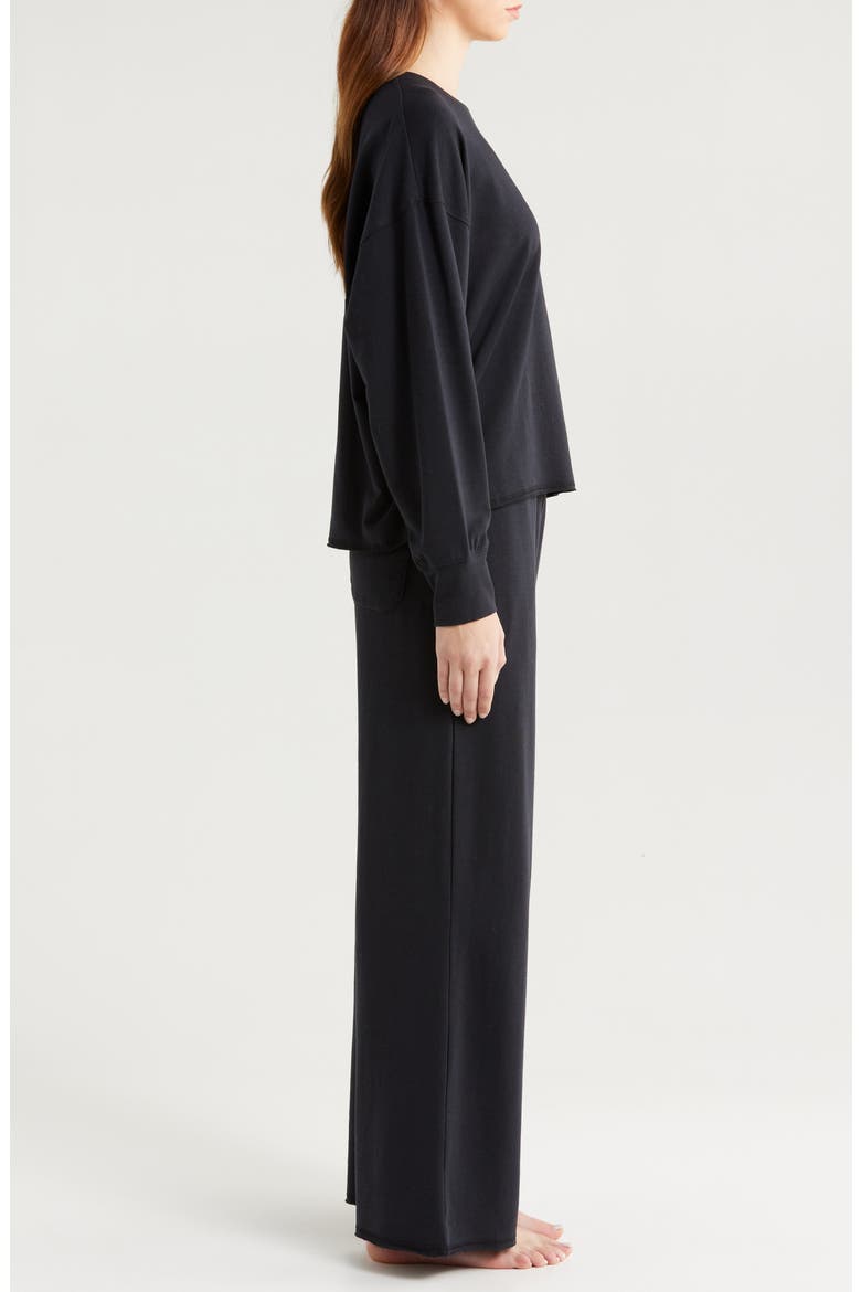 Sweatshirt & Wide Leg Pajamas, Alternate, color, POLO BLACK
