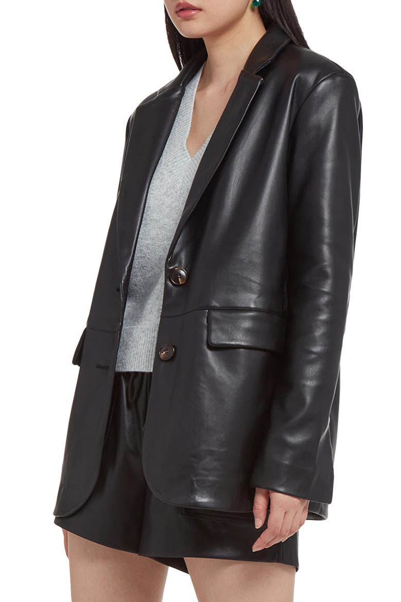 Killian Faux Leather Blazer, Alternate, color, NOIR
