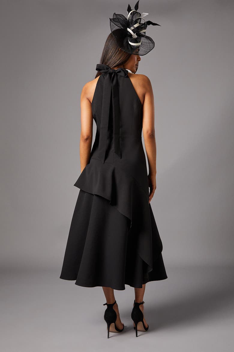 Petite High Neck Corsage Midi Dress, Alternate, color, Mono