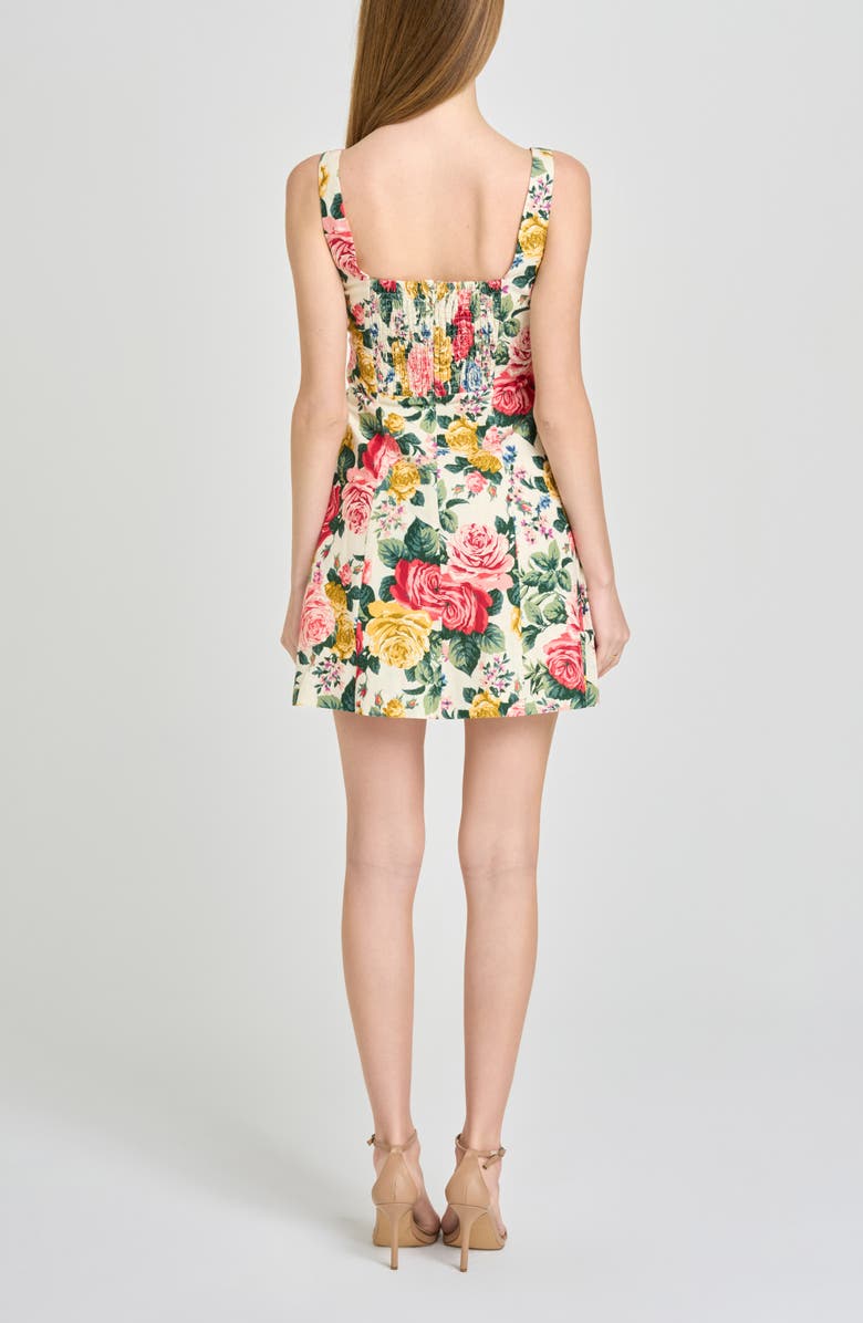WAYF Rosemary Floral Linen Blend Minidress, Alternate, color, Ivory Roses
