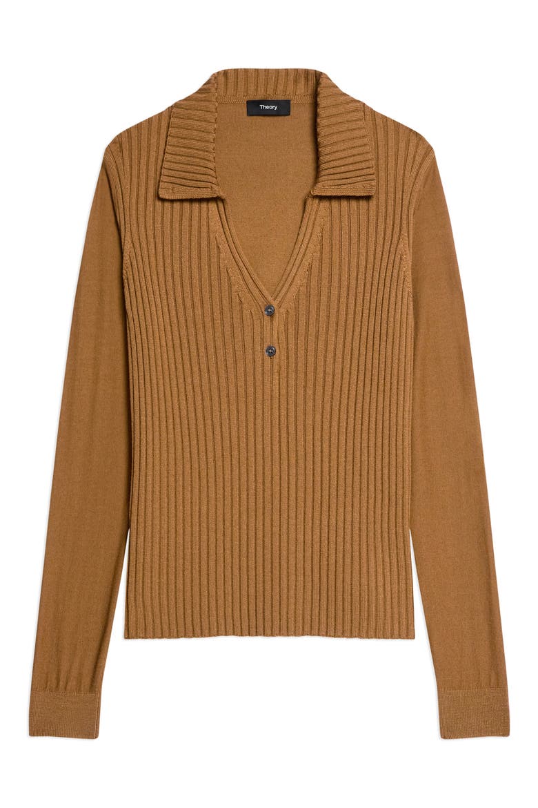 Merino Wool Knit Shirt, Alternate, color, DARK COGNAC